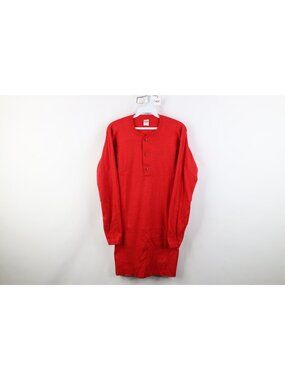 Deadstock Vtg 50s Healthknit Mens Medium Thermal Ribbed Knit Henley T-Shirt USA